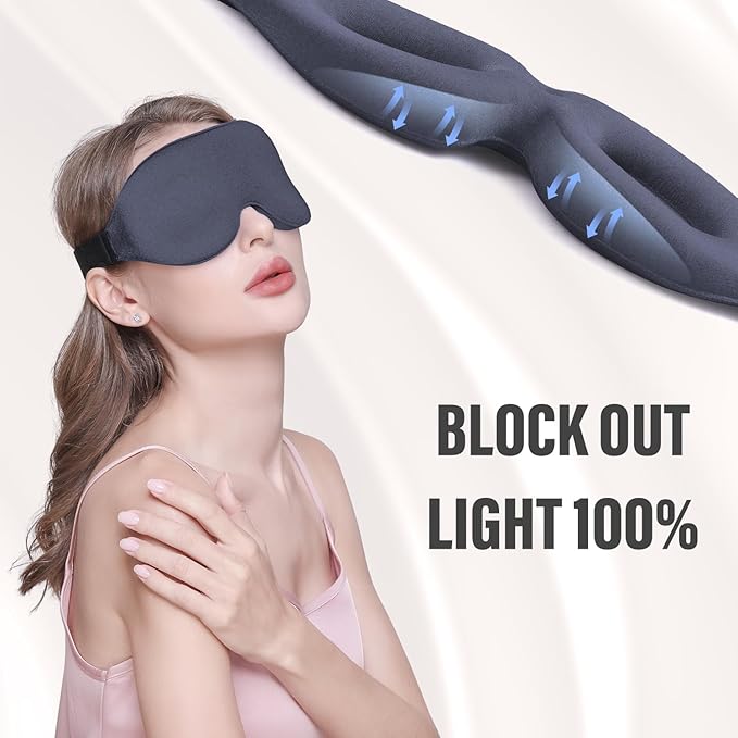 YIVIEW Sleep Mask for Side Sleeper, Complete Light Blocking 3D Sleeping Eye Mask, Soft Breathable Eye Cover for Women Men, Relaxing Zero Pressure Night Blindfold - Bloomnest