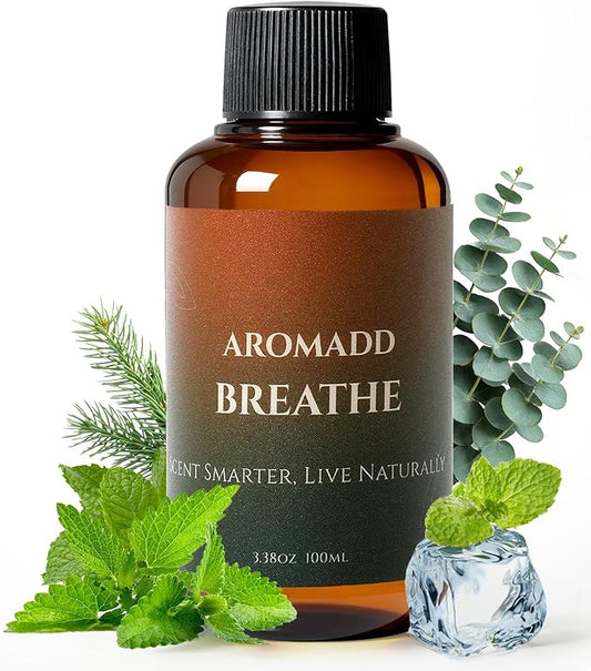 AROMADD Breathe Diffuser Oil 3.38 Fl Oz (100ml), Light Aroma Diffuser & Hotel Fragrance Diffuser Oil, Essential Oil Ideal for Anyone Who Loves a Fresh Scent Without Heavy Fragrance - Bloomnest