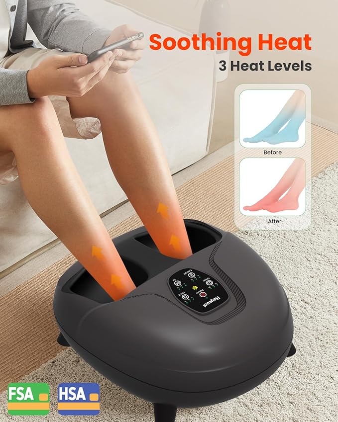 Shiatsu Foot Massager With Heat,Knead,Rolling,Compression, FSA Eligible/HSA Eligible Feet Massager Machine for Plantar Fasciitis Neuropathy, Remote Control,Foot Warmer Gifts for Women Men, Size 14 - Bloomnest