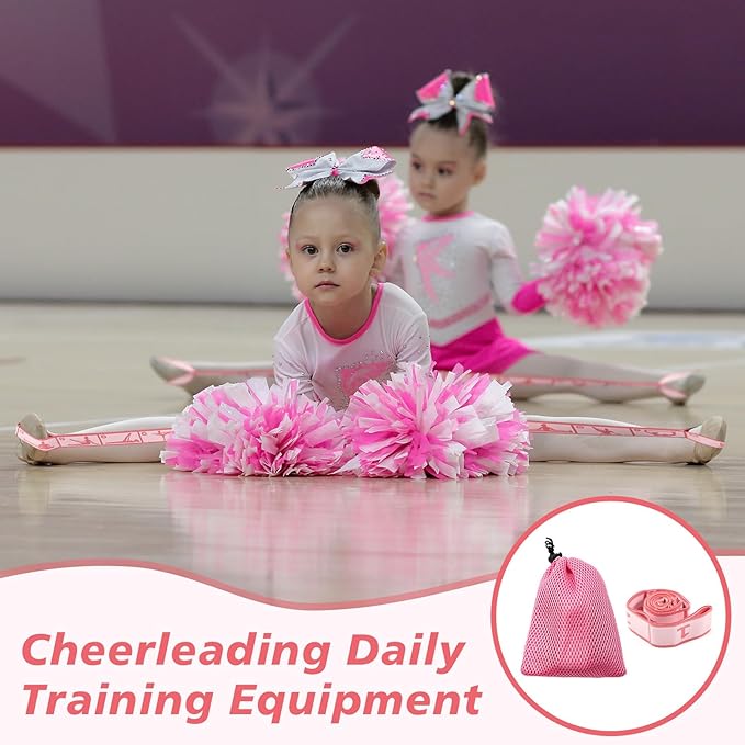 Soulchen 12 Sets Stretching Strap with 8 Loops for Kids Include 12 Storage Bags 12 Children Gymnastics Stretching Strap for Cheer Dance Training Elastic Band Cheerleading Training Ballet Yoga (Pink) - Bloomnest