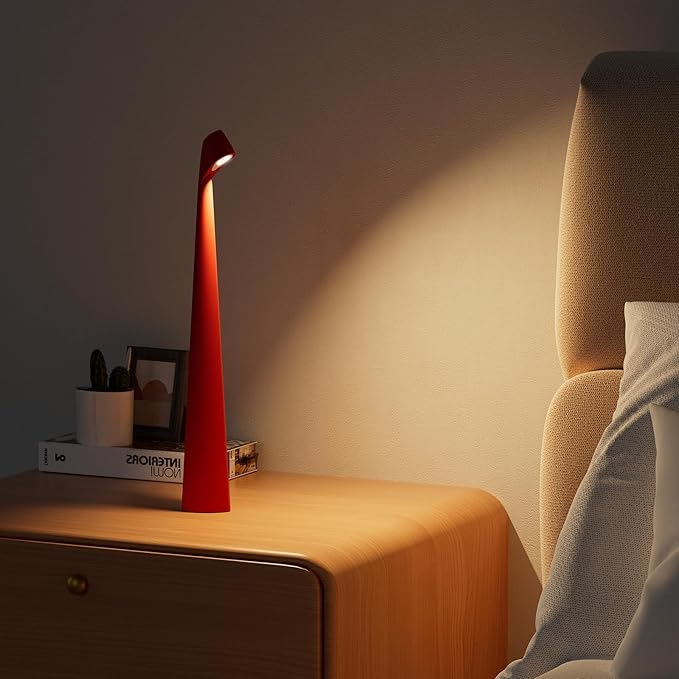 Table Lamps Cordless Rechargeable Battery Light, LED Desk Lamps Outdoor Portable Touch Lamps, Operated Wireless Portable Lamp. (Red) - Bloomnest