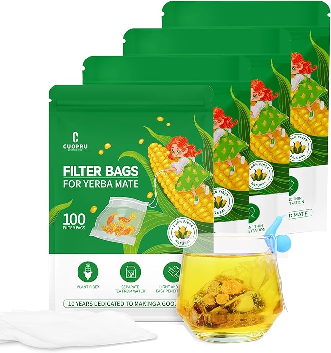 Tea Filter Bags with Drawstring for Yerba Mate Loose Leaf, Safe and Natural Material, Disposable Tea Infuser, 3.94 x 3.15 inches (400pcs) - Bloomnest