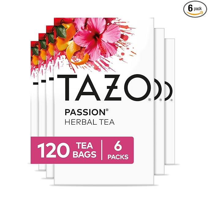 TAZO Passion Herbal Tea Bags, Iced or Hot, Caffeine-Free, 120 Total Tea Bags (20ct - Pack of 6) - Bloomnest
