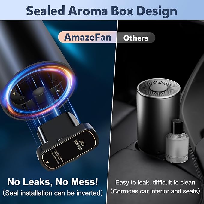 2025 Upgraded Smart Car Air Freshener Diffuser, New Car Smell Air Freshener Long Lasting, Auto On/Off, Adjustable Modes, Car Scent with 8 Ambient Lights, Car Diffusers for Essential Oil-Snow Mountain - Bloomnest