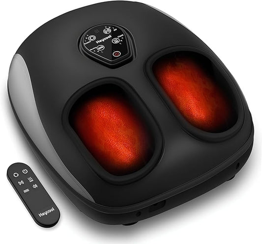 Shiatsu Foot Massager, Electric Foot Massager Machine with Heat, Deep Kneading, Compression, Vibration, Remote Control, Feet Massager for Neuropathy, Plantar Fasciitis, Size 13 - Bloomnest