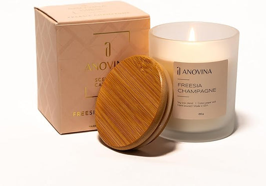 Champagne Toast Candle Gift – Luxury Freesia & Champagne Scent – Scented Candles for Women – Aromatherapy Candle Gift Box – Made in USA – Brown Glass Jar - Bloomnest