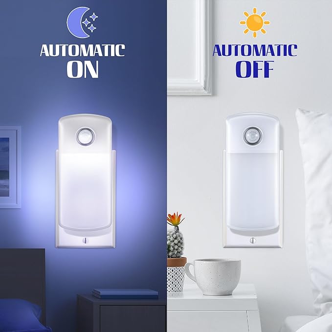 Enhon Emergency Power Failure Night Lights, 5-in-1 Multi Color LED Light, Rechargeable Flashlight with Foldable Plug, Automatic On Off Motion Sensor for Bedrooms, Hallways, Black Outs (3 Pack) - Bloomnest