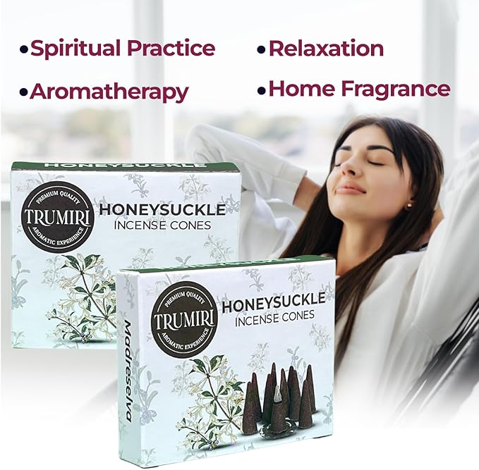 Honeysuckle Incense Cones - 20 Cone Incense - Dual Pack of 10 - Scented TRUMIRI