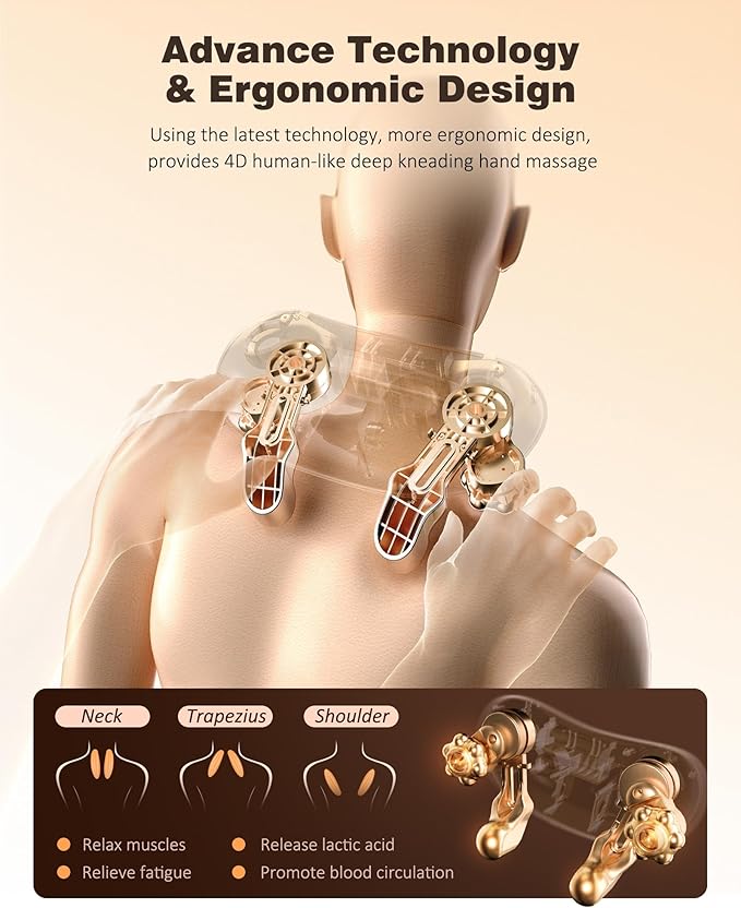 Neck and Shoulder Massager with Heat, Cordless Back and Neck Massager for Pain Relief, Upgraded Graphene Heating, 4D Shiatsu Deep Kneading for Shoulder, Back & Leg, Portable Gift for Dad, Mom & Friend - Bloomnest