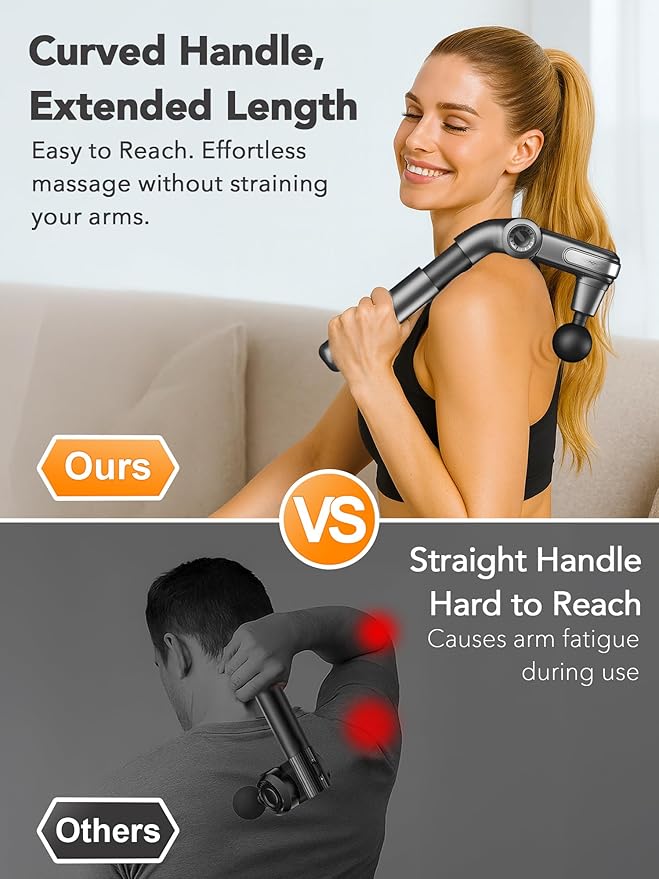 Foldable Massage Gun Deep Tissue with Retractable Handle，Back and Neck Massager for Pain Relief，Handheld Massager for Shoulder Lower Leg Waist– Perfect Gifts for Women, Father, Mother, Friends - Bloomnest