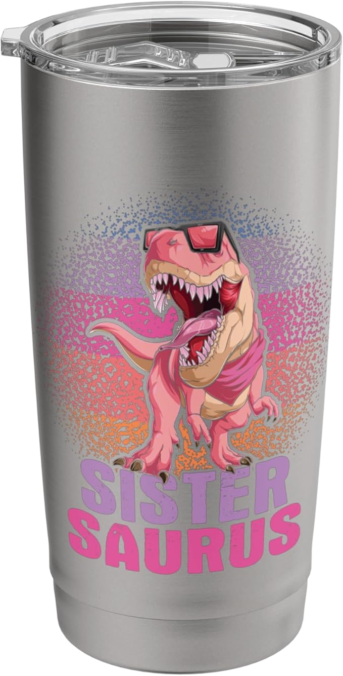 Sistersaurus - Dinosaur Family Kids Sisters Sibling Reveal Stainless Steel Insulated Tumbler - Bloomnest
