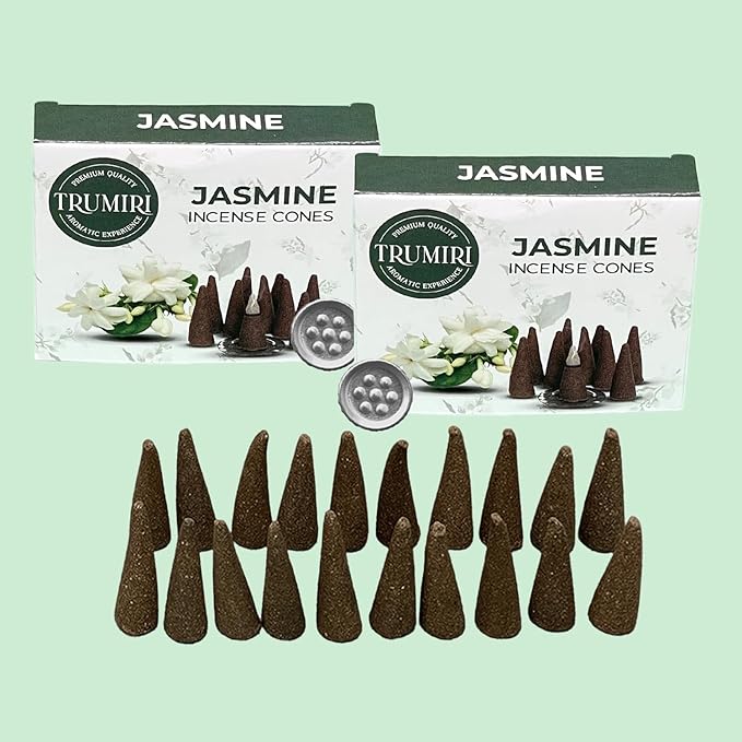 TRUMIRI Jasmine Incense Cones - Total 20 Cone Incense - Dual Pack of 10 Insence Cones - Incense Cones Scented - Cone Incense Scents - Insense Cones - Incent Cone TRUMIRI
