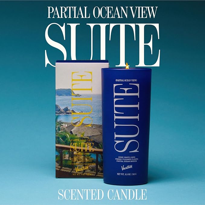 Vacation Partial Ocean View Suite Candle, Luxury Candle with Bergamot, Lavendar & Patchouli, Relaxing Scent for Home Decor, Premium Gift for Home Decor & Ocean Lovers - Bloomnest