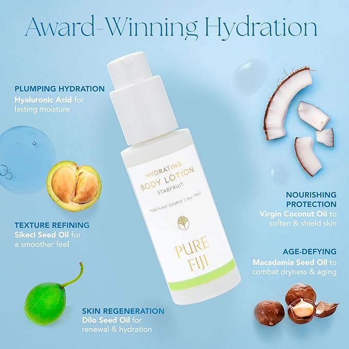 PURE FIJI Hydrating Body Lotion Travel Size, Starfruit (3oz/90ml)