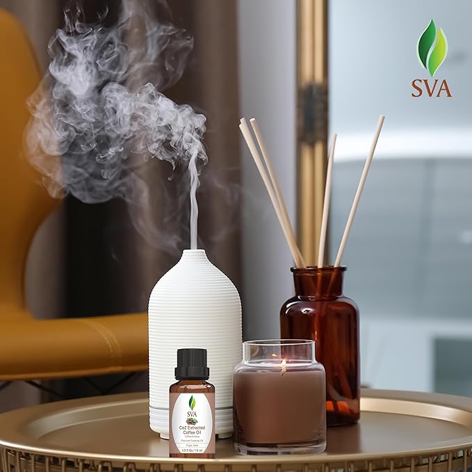 SVA Coffee Essential Oil – 1/3 Fl Oz – 100% Natural Coffee Oil - for Diffuser, Hair Care, Face, Skin Care, Aromatherapy, Scalp and Body Massage, Soap and Candle Making - Bloomnest