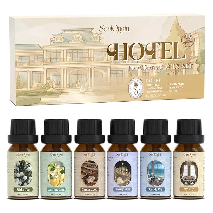Hotel Fragrance Oils Set, Essential Oil Gift Set for Diffuser, Hotel Scent Diffuser Oil, Diffuser Scents Oil for Home, White Tea, Jasmine Mint, Sandalwood, Luxury Night, Seaside, Myway - Bloomnest