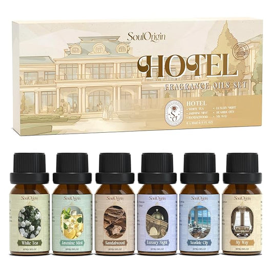 Hotel Fragrance Oils Set, Essential Oil Gift Set for Diffuser, Hotel Scent Diffuser Oil, Diffuser Scents Oil for Home, White Tea, Jasmine Mint, Sandalwood, Luxury Night, Seaside, Myway - Bloomnest