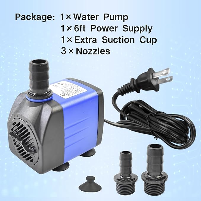 CONQUERALL 25W Electric Water Pump 396GPH Large Flow 6ft Power Cord for Outdoor Fountains Pond - Bloomnest