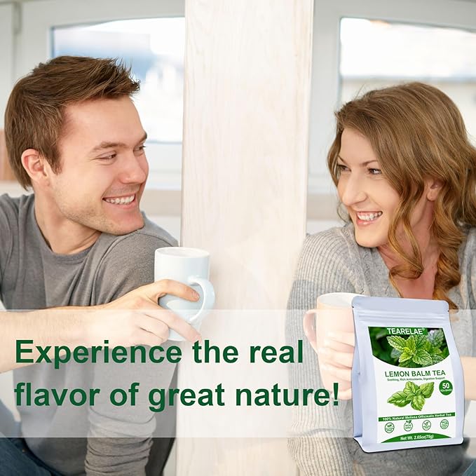 TEARELAE - Lemon Balm Tea Bag - 1.5g X 50 Count - Pure Natural Dried Lemon Balm Herb - Premium Lemon Balm Leaf for Calming and Digestion Support - Caffeine-free - Non-GMO - Bloomnest