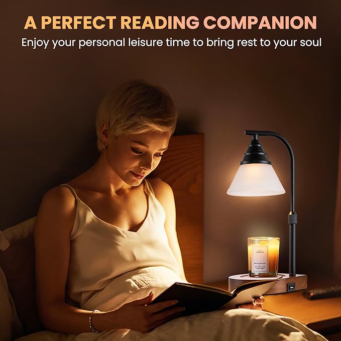 Candle Warmer Lamp New Modern Teardrop Style (4 Bulbs, Dimmer/Timer, Adjustable Pole, USB A&C Charging Ports)-Soft Brightness-Creates Ambience-Giftbox Included - Bloomnest