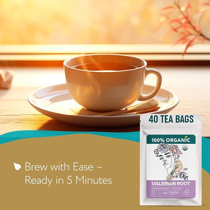 Valerian Root Tea Organic (40 Tea Bags) - Valerian Tea, Valerian Root Herb – Calming Herbal Infusion for Sleep, Healthy Stress Response - Bloomnest