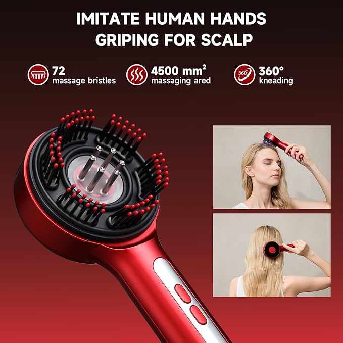 Trvtve 3-in-1 Electric Scalp Massage Comb, Hair Oil Applicator, Five-Level Head Scratching, Soothing and Relaxing to Prevent Hair Loss, Portable Home Massage Comb for Men and Women, Ipx7 Waterproof TRVTVE