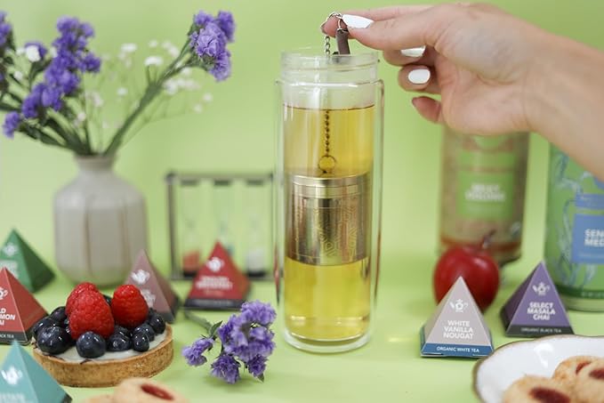 Teabloom Elegant Stainless Steel Loose Leaf Tea Infuser – Tea Connoisseur's Choice for White, Green, Oolong, Black, and Herbal Teas – Geometric Blossom Design – Small Size - Bloomnest