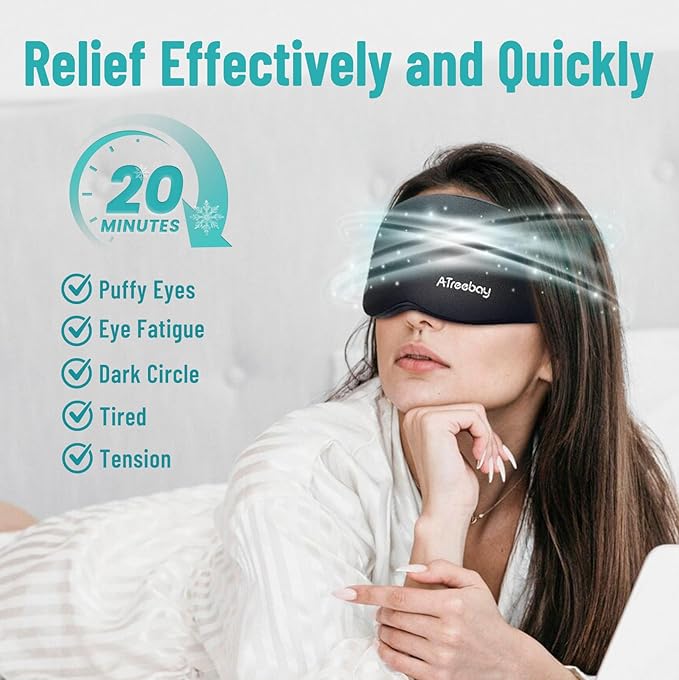 3D Gel Cooling Eye Mask, Weighted Eye mask for Sleeping, 3D Contoured Cup No Pressure Night Blindfold Sleep Mask, Ice Cold Pack Eyes Cold Compress for Puffy Eyes, Dark Circle, Black - Bloomnest