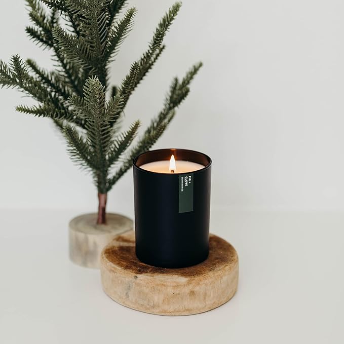 Calyan Wax Co. Fir & Clove Scented Candle - 75 Hour Burn - Luxury Non Toxic Soy Wax Candles - Long Lasting Black Tumbler Jar Candle for Home - 10.2oz - Bloomnest