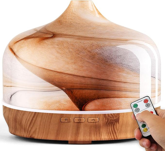 Porseme 500ml Essential Oil Diffuser, Aroma Ultrasonic Humidifier with Remote Control, BPA Free, Auto Shut-Off, Timer Setting for Large Room Sleeping Yoga - Bloomnest