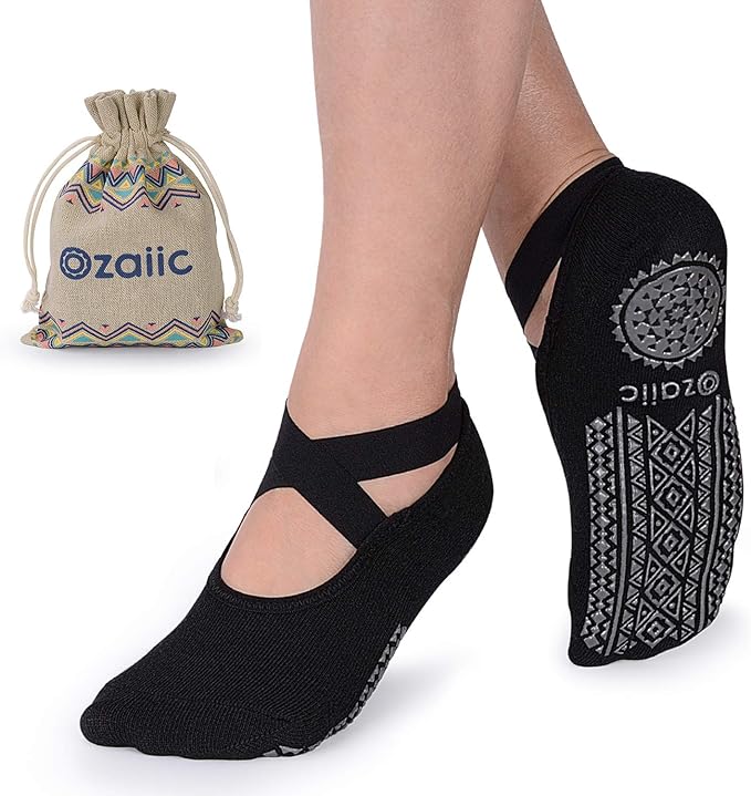 Ozaiic Pilates Socks for Women Non Slip Grip, Yoga Socks with Grippers for Barre, Hospital, Ballet, Dance, Barefoot Workout - Bloomnest
