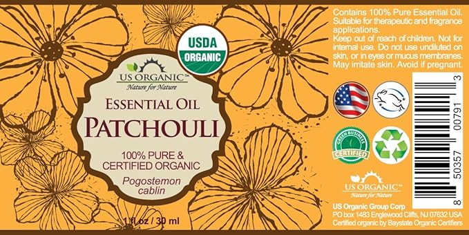 US Organic 100% Pure Patchouli Essential Oil - USDA Certified Organic, Steam Distilled - W/Euro droppers (More Size Variations Available) (30 ml / 1 fl oz) - Bloomnest