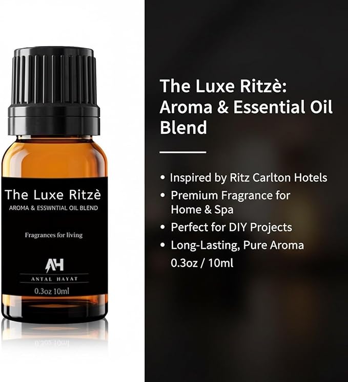 Hotel Diffuser Oil Inspired by The Ritz Carlton Hotel - Essential Oils for Humidifiers and Waterless Diffusers - Ritz Carlton Scent Diffuser Oil - Hotel Scents for Home - 10mL Glass Bottle & Dropper ANTALHAYAT