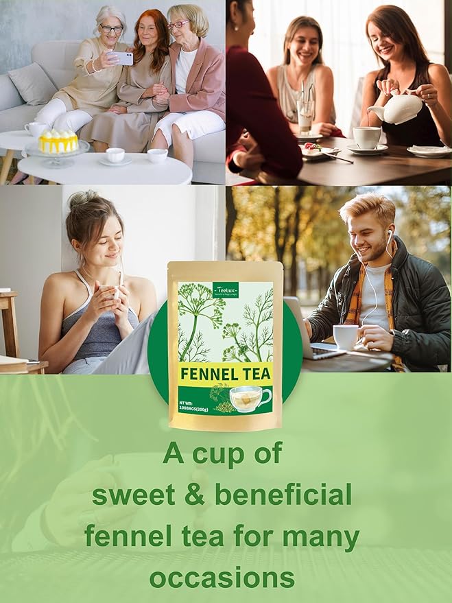 TeeLux Fennel Tea Bags, Pure & Natural Fennel Seeds Herbal Tea, Smooth & Light Spicy Flavor, Caffeine Free, 100 Count - Bloomnest