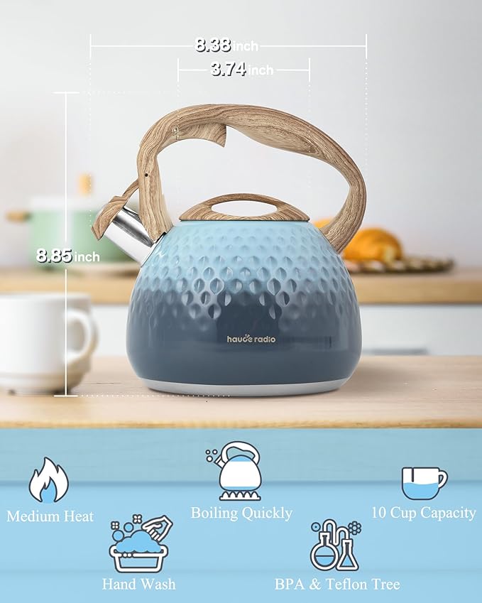 Tea Kettle, Loud Whistle Tea Kettles for Stovetop,Food Grade Stainless Steel Tea kettles for Stove Top with Anti-hot Ergonomic Handlefor Tea, Coffee, Milk,2.5QT - Bloomnest