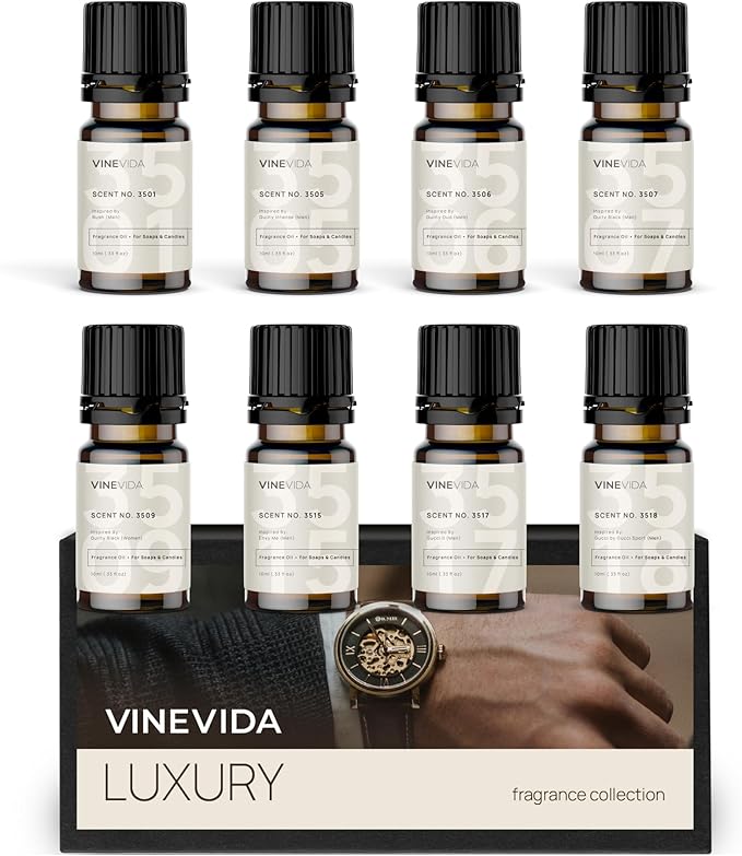 VINEVIDA [Set of 8] Luxury Scents for Candle Making, Made in USA Candle Fragrance Oil, Soap Making Essential Oils, Diffuser Oil Scents - Bloomnest
