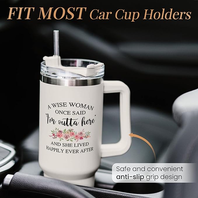 SANDJEST Retirement Tumbler 40oz Stainless Steel with Handle and Straw - Happy Retirement Gifts for Coworkers & Colleagues - Bloomnest