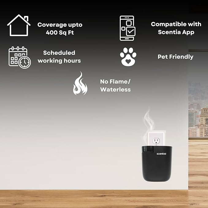 Smart Plug-in Diffuser with App Control | Waterless Cold Air Diffuser | My Way Hotel-Inspired Scent Included | 500 Sq. Ft. Coverage | Mother's Day & Housewarming Gift | Black - Bloomnest