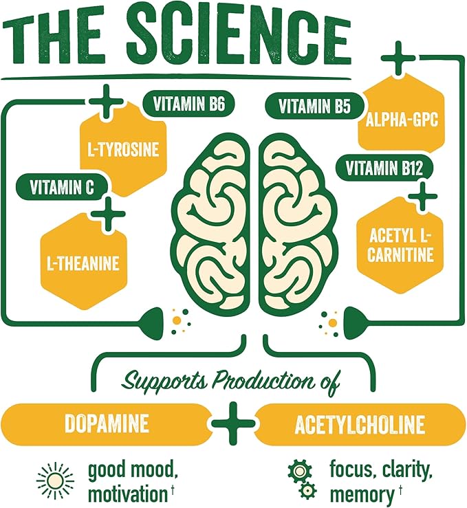 BrainJuice Brain Support Shot, Gluten Free Supplement Shots for Energy & Focus, Healthy Drinks with Alpha GPC, Vitamin B & Organic Green Tea Extract Caffeine, Peach Mango, 2.5 fl oz, 12 Pack - Bloomnest