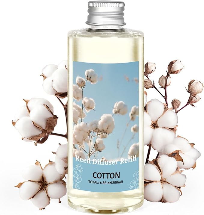 STRN Reed Diffuser Oil Refill, Pure Cotton Scented, 200ml Long-Lasting Aromatherapy, Home Fragrance for Living Room, Bedroom, Spa - Bloomnest