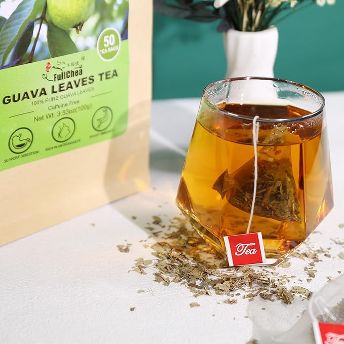 FullChea - Guava Leaves Tea Bags, 50 Teabags - Hojas De Guayaba, Premium Guava Leaf Tea - Non-GMO - Caffeine-free - Boost Immunity & Rich in Antioxidants - Bloomnest