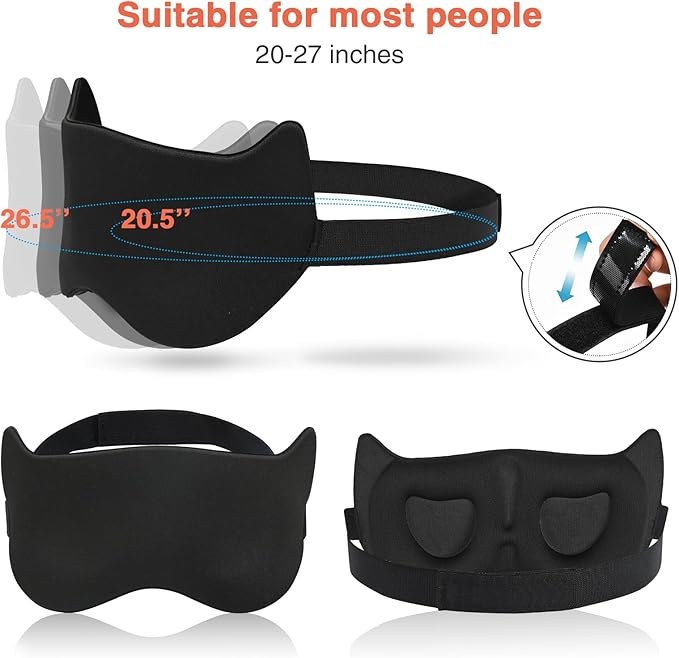 Cute Sleep Eye Mask for Kids, 3D Contoured Cup Sleeping Mask & Blindfold, Concave Molded Night Sleep Mask, Block Out Light, Soft Comfort Eye Shade Cover for Travel Yoga Nap,KD - Bloomnest
