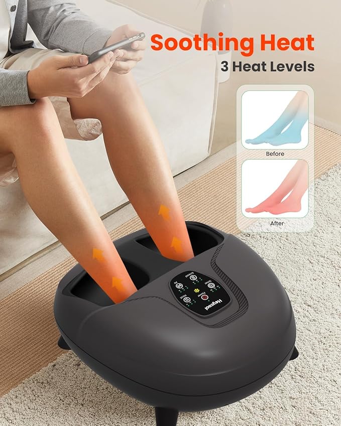 Shiatsu Foot Massager Machine with Heat,Feet Massager for Plantar Fasciitis Neuropathy, Soles & Instep Heating, Remote Control, Up to Men Size 14, Gift for Mom Dad - Bloomnest