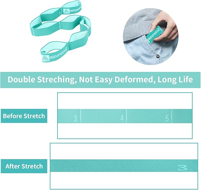 Premium Durable Stretch Straps with Loops, Stretching Strap for Physical Therapy, Multi-Loop Yoga Strap Fitness Exercise Strap for Yoga, Pilates, Dance, Flexibility&Exercise - Bloomnest