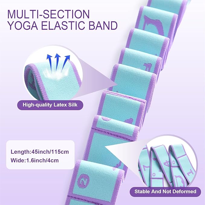 Yoga Straps for Stretching Strap Elastic for Physical Therapy Dance Yoga Pilates Gymnastics Exercise Flexible Pilates Stretch Band for Women Men - Bloomnest