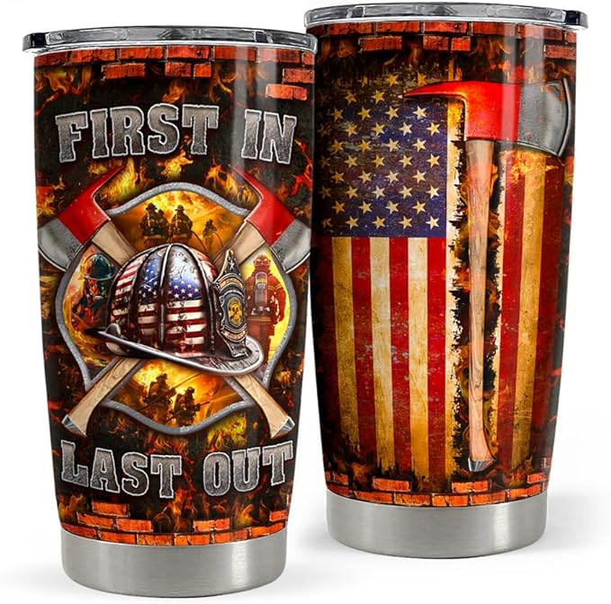 Firefighter Tumbler 20oz Stainless Steel Insulated Travel Mug Cup for Men Firefighters Gifts for Birthday Christmas Fathers Day - Bloomnest