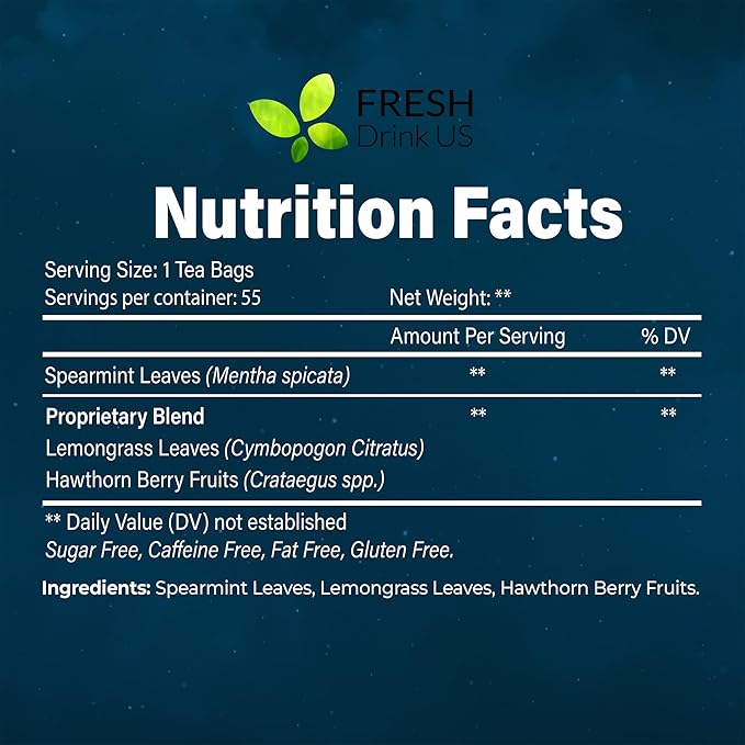FreshDrinkUS, Premium 75 Tea Bags Better Sleep Herbal Tea | Special Herbal Sleep Tea, Caffeine-Free Loose Leaf Blend with Spearmint Leaves, Lemongrass Leaves, and Hawthorn Berry – Naturally Refreshing and Aromatic. - Bloomnest