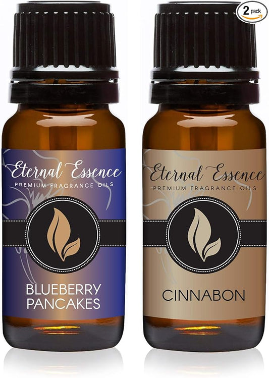 Eternal Essence Oils 2 Pack 10ml Premium Fragrance Oil - Blueberry Pancakes & Cinnabon - for Candle, Soap Making, Aromatherapy, Diffusers, Home Care, & Humidifiers EternalEssenceOils