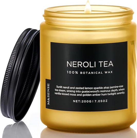 M&SENSE Neroli Tea Scented Candle, 7.05oz 50 Hours Long Lasting Burn 2 Wick Non Toxic Natural Soy Wax Candle for Women, Slow Burning Home Fragrance Gifts for Stress Relief & Relaxing - Bloomnest