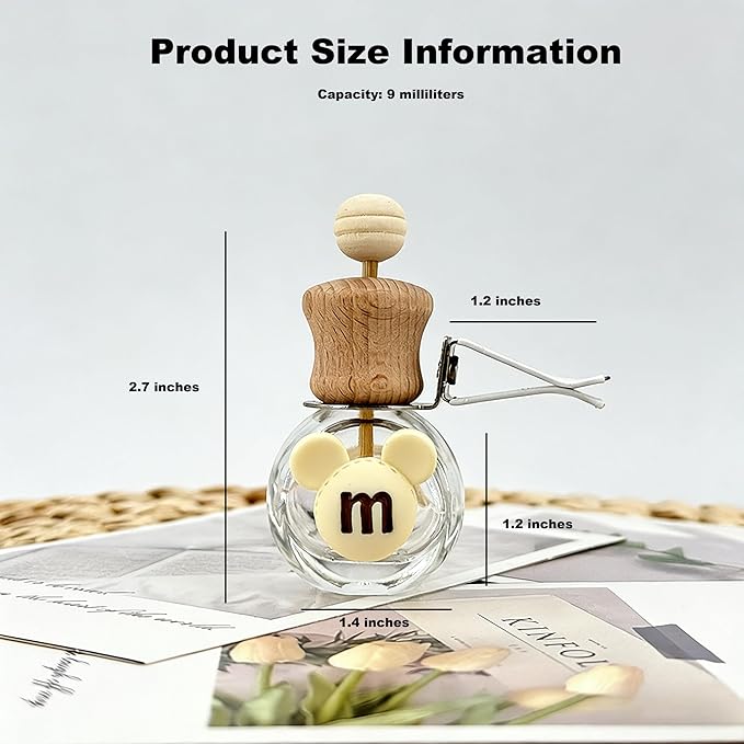 2 Pack Car Air Freshener Diffuser Bottle Refillable Empty Glass Perfume Bottle with Vent Clip, Drift Car Air Freshener Clip Essential Oil Diffuser for Car Oil Diffusers Interior Decor-A4 - Bloomnest